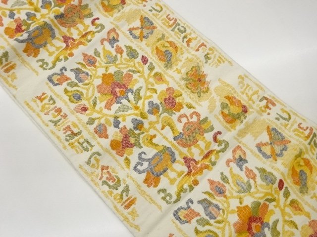 JAPANESE KIMONO / NAGOYA OBI / WOVEN FLOWER & BIRD 